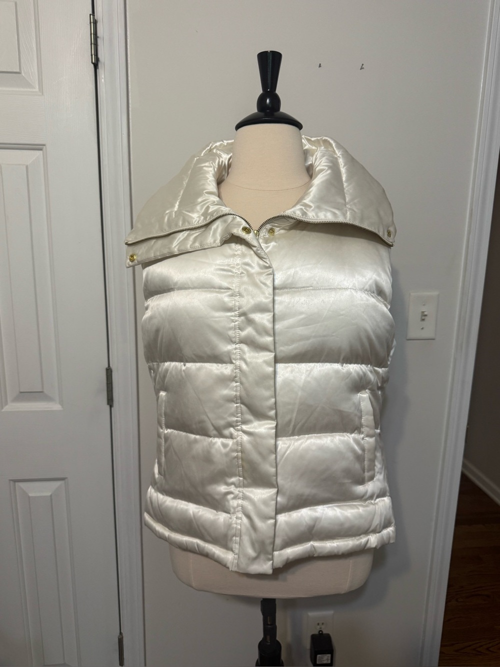 Talbots Pearl White Quilted Puffer Vest